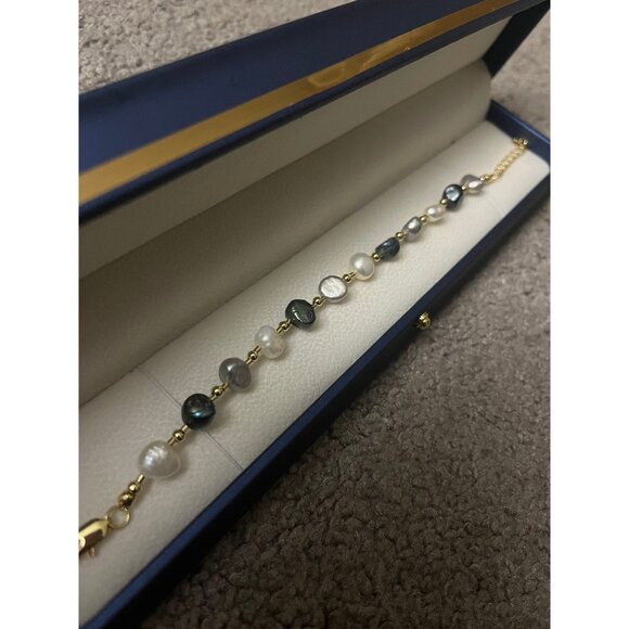 pearl bracelet Vintage statement chain cultured bead bracelet gold wit gift box - Picture 5 of 10